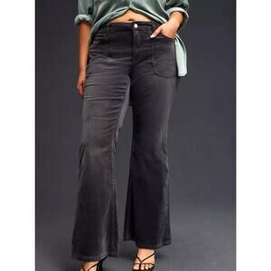 Pilcro by Anthropologie Black Gray Icon Flare Corduroy Pants Jeans Size 29